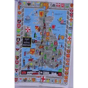 Irish Linen Tea Dish Towel Map of Royal Britain by Ulster NOS 19.5 X 29.75"